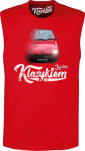 Red mens tank top with print FIAT Seicento.