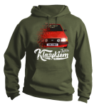 Khaki bluza męska z kapturem z nadrukiem FORD Escort.