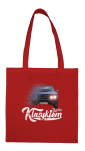 Czerwona torba zakupowa bawełniana z nadrukiem Polonez Borewicz.