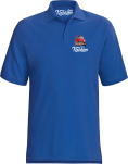Niebieska koszulka POLO męska z nadrukiem na piersi Mini Morris