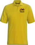 Żółta koszulka polo męska z nadrukiem Motorynka KOMAR.
