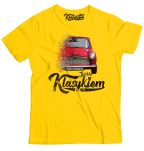 Żółta koszulka męska z nadrukiem Mini Morris