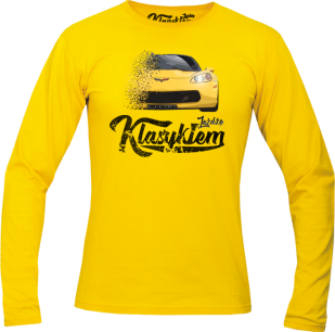 T-shirt bawełniany z długim rękawem Chevrolet Corvette - "Jeżdżę Klasykiem"