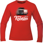 Czerwona koszulka męska z długim rękawem z nadrukiem Cadillac Brougham