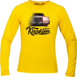 Żółta koszulka męska z długim rękawem z nadrukiem Cadillac Brougham