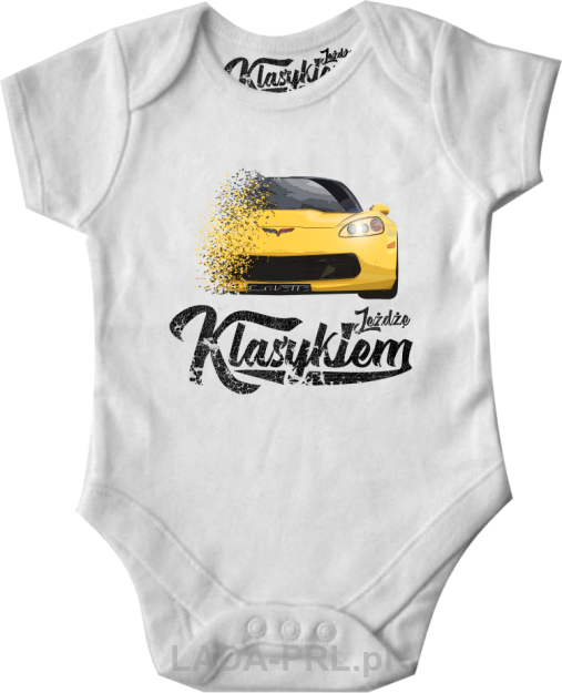 Białe body dziecięce z nadrukiem Chevrolet Corvette