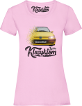 Jasno różowy t-shirt damski z nadrukiem PEUGEOT 306