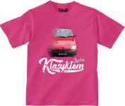 Różowy t-shirt dziecięcy FIAT Seicento.