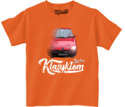 Pomarańczowy t-shirt dziecięcy FIAT Seicento.