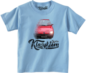 Błękitny t-shirt dziecięcy FIAT Seicento.