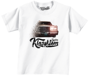 White t-shirt with cadillac brougham print for kids