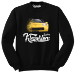 Czarna bluza męska bez kaptura z nadrukiem Chevrolet Corvette.