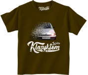 Brązowy t-shirt dziecięcy z nadrukiem FIAT Cinquecento