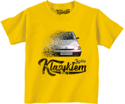 Żółty t-shirt dziecięcy z nadrukiem FIAT Cinquecento