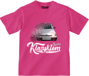 Różowy t-shirt dziecięcy z nadrukiem FIAT Cinquecento