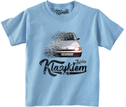 Błękitny t-shirt dziecięcy z nadrukiem FIAT Cinquecento