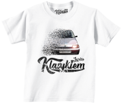 Biały t-shirt dziecięcy z nadrukiem FIAT Cinquecento