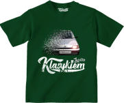 Ciemno zielony t-shirt dziecięcy z nadrukiem FIAT Cinquecento