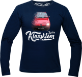 Granatowy t-shirt męski z długim rękawem FIAT Seicento.