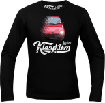 Czarny t-shirt męski z długim rękawem FIAT Seicento.