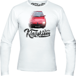 Biały t-shirt męski z długim rękawem FIAT Seicento.