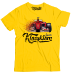 Żółta koszulka męska bawełniana z nadrukiem Formuła 1 F1 Ferrari.