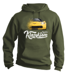 Oliwkowa bluza męska z kapturem z nadrukiem Chevrolet Corvette.