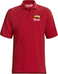 Czerwona koszulka polo męska z nadrukiem na piersi Chevrolet Corvette.
