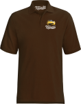 Brązowa koszulka polo męska z nadrukiem na piersi Chevrolet Corvette.