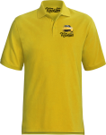 Żółta koszulka polo męska z nadrukiem na piersi Chevrolet Corvette.