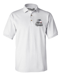 Biała POLO koszulka męska z nadrukiem FIAT Cinquecento