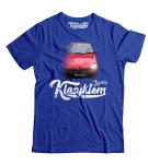 Niebieskie t-shirt męski FIAT Seicento.