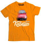 Pomarańczowy t-shirt męski FIAT Seicento.