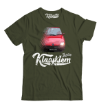 Wojskowy zielony t-shirt męski FIAT Seicento.