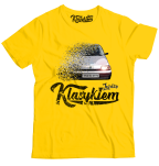 Żółta koszulka męska z nadrukiem FIAT Cinquecento