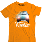 T-shirt męski pomarańczowy z nadrukiem fiat 126p
