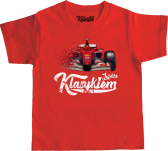 Czerwona koszulka dla dziecka bawełniana z nadrukiem Formuła 1 F1 Ferrari.