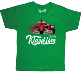 Zielona koszulka dla dziecka bawełniana z nadrukiem Formuła 1 F1 Ferrari.